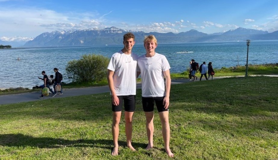 Oscar Sanger and William Henman by Lake Geneva