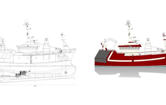 Designs showing the internal workings of a fishing boat