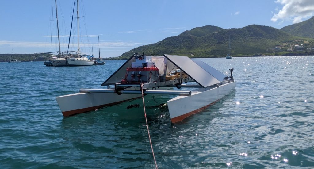 A prototype floating robot at sea