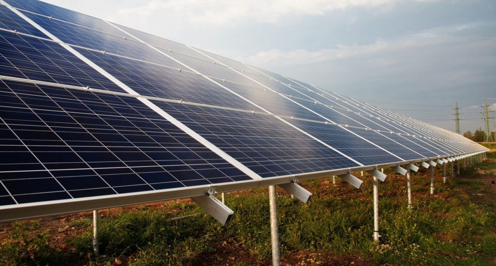 Solar panels in a field