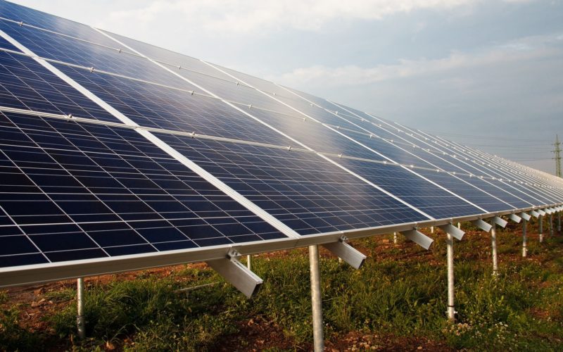 Solar panels in a field