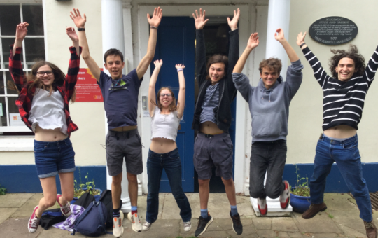 Exeter Mathematics School students jumping