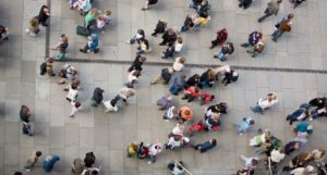 Crowd viewed from above