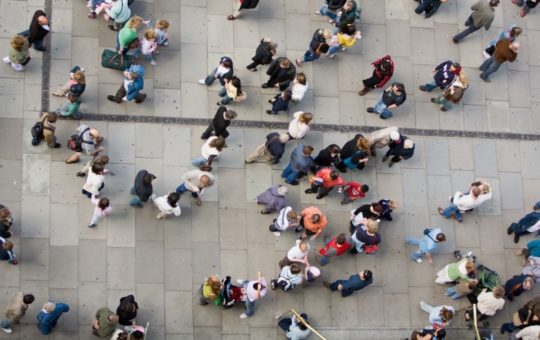 Crowd viewed from above