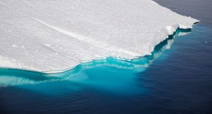 A large piece of ice in the sea