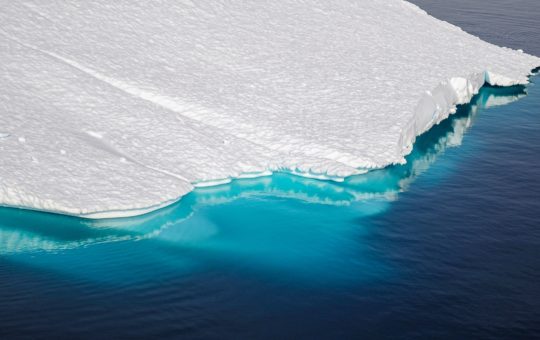 A large piece of ice in the sea