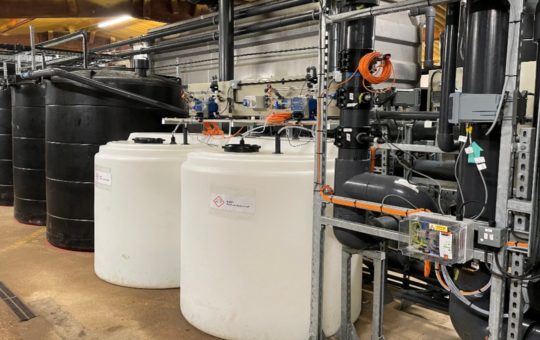 Large tanks and pipework in a warehouse - equipment used by the SeaCURE project
