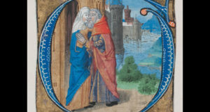 Manuscript Illumination with Joachim and Anna in an Initial G with Joachim and Anna, from a Missal, North French