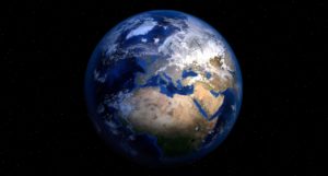 Planet Earth seen from space, with Europe central in the image